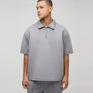 Oversized Short Sleeve Bonded Scuba Polo