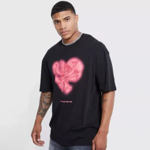 Oversized Marble Heart Graphic T-shirt