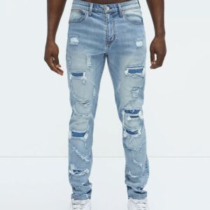 Through It Ripped Skinny Jeans - Vintage Blue Wash
