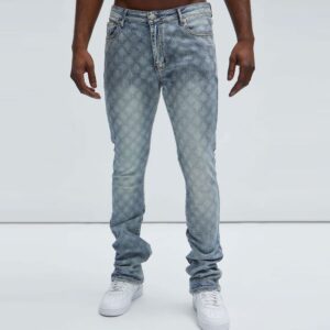 I Be Jeweled Stacked Skinny Flare Jeans - Light Blue