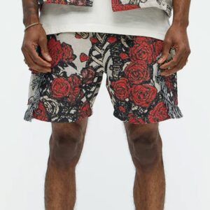 Petals Tapestry Shorts - Red/combo