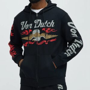 Von Dutch Fire Zip Hoodie - Black