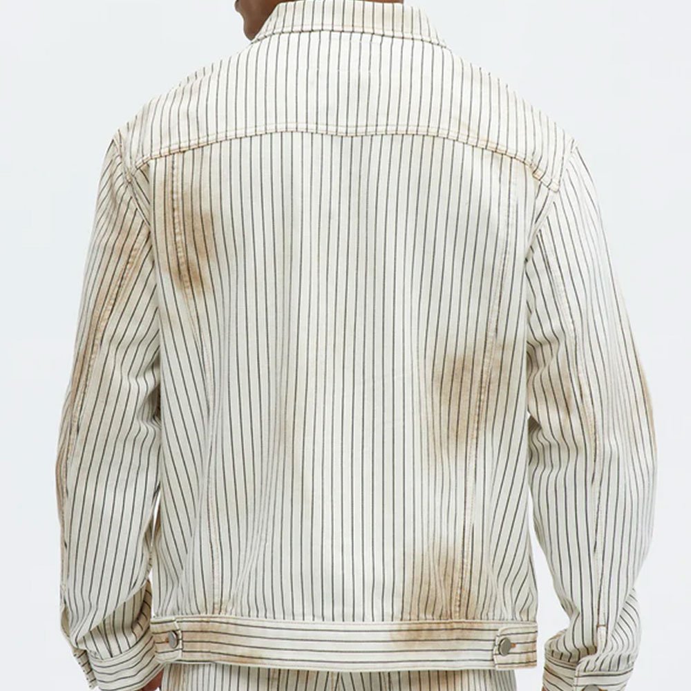 Byron Striped Vintage Trucker Jacket - Cream/combo - Image 2