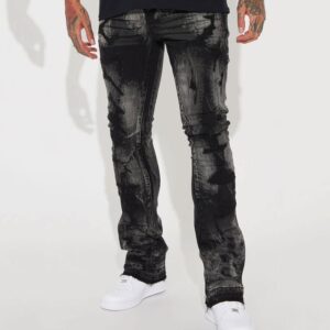 No Cap Stacked Skinny Flare Jeans - Black Wash